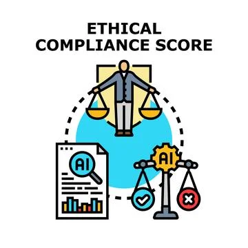 Ethical compliance score for artificial intelligence concept Stock Illustration