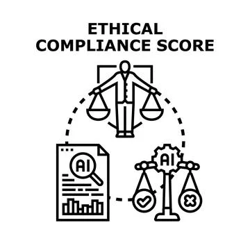 Ethical compliance score for artificial intelligence concept Stock Illustration