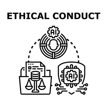 Ethical conduct in artificial intelligence development and technology Stock Illustration