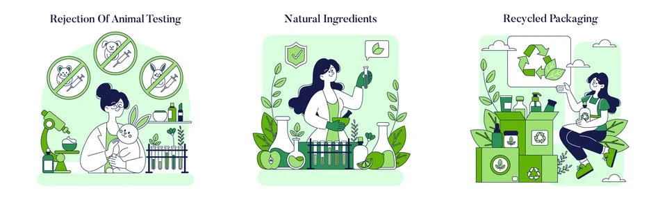 Ethical cosmetics. Flat Vector Illustration Stock Illustration