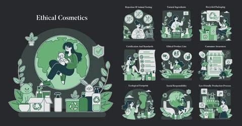 Ethical Cosmetics set. . Vector illustration. 스톡 일러스트