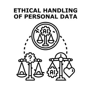 Ethical data handling concept balancing ai and privacy regulations Stock Illustration