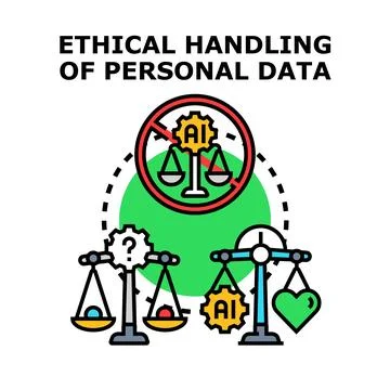 Ethical data handling concept balancing ai and privacy regulations Stock Illustration
