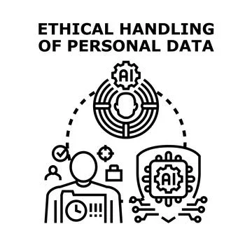 Ethical data handling, privacy, and artificial intelligence protection Stock Illustration
