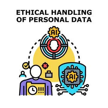 Ethical data handling, privacy, and artificial intelligence protection Stock Illustration