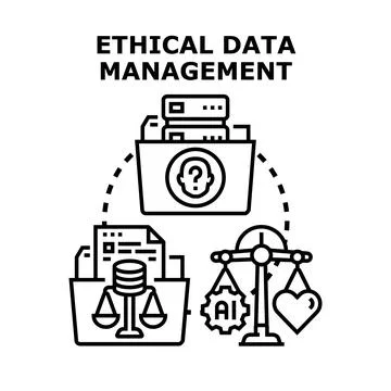 Ethical data management concept with privacy and artificial intelligence Stock Illustration
