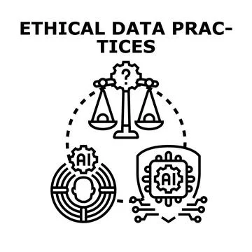 Ethical data practices concept of artificial intelligence decisions Stock Illustration