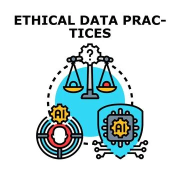 Ethical data practices concept of artificial intelligence decisions Stock Illustration