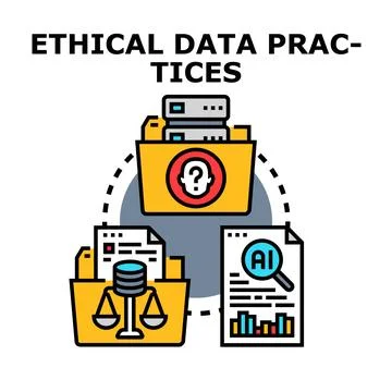 Ethical data practices enforcing data privacy and artificial intelligence c.. Stock Illustration