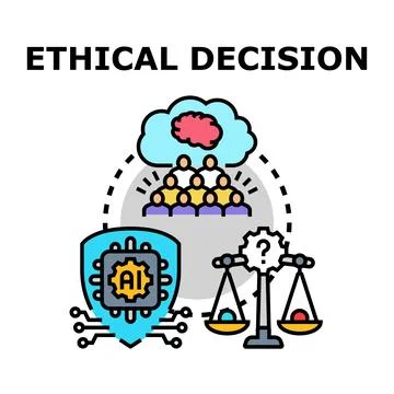 Ethical decision making with artificial intelligence and society Stockillustratie