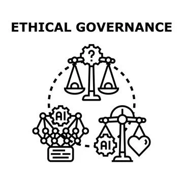 Ethical governance balancing artificial intelligence and human values Stock Illustration
