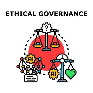 Ethical governance balancing artificial intelligence and human values Stock Illustration