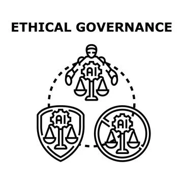 Ethical governance ensuring artificial intelligence responsibility and justic Stock Illustration