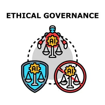 Ethical governance ensuring artificial intelligence responsibility and justic 库存插图