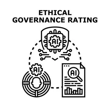 Ethical governance rating system evaluating artificial intelligence for respo Stock Illustration