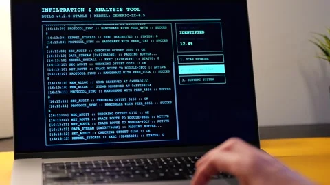 Ethical Hack Scans Networks with Pen Testing Tools Stock Footage 330439801