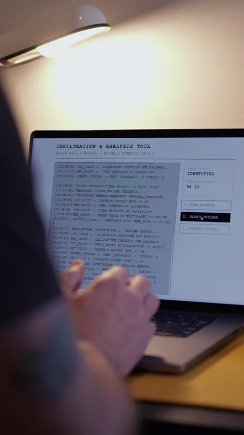 Ethical Hack Scans Networks with Pen Testing Tools Stock Footage 330439812