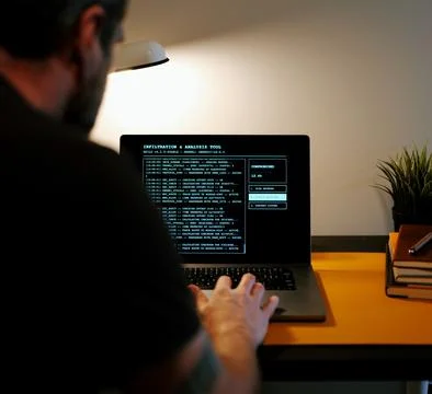 Ethical Hack Scans Networks with Pen Testing Tools Stock Photos