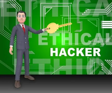 Ethical Hacker Tracking Server Vulnerability 3d Rendering 스톡 일러스트