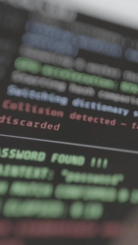 Ethical hacking concept, penetration testing log showing credential Stock-Footage 333373218