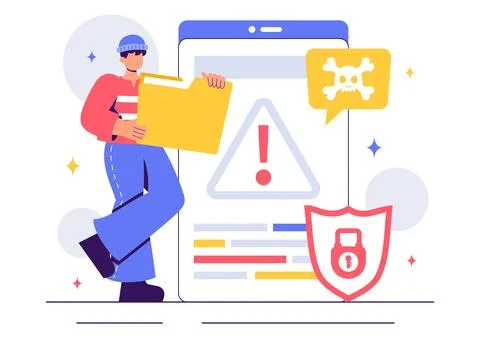 Ethical Hacking Illustration featuring a Developer Practicing Hacking on a .. 스톡 일러스트