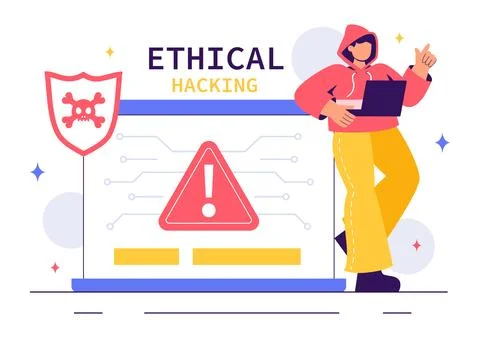 Ethical Hacking Illustration featuring a Developer Practicing Hacking on a .. イラスト素材