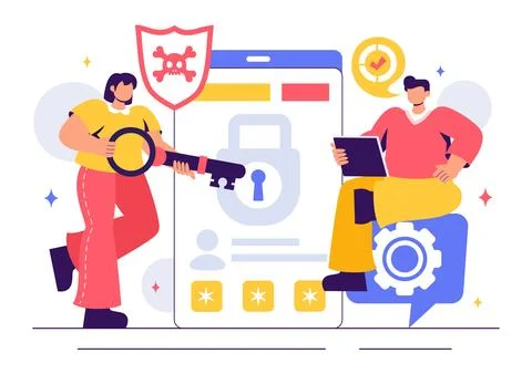 Ethical Hacking Illustration featuring a Developer Practicing Hacking on a .. 스톡 일러스트