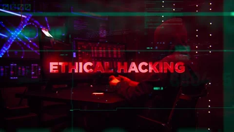 Ethical Hacking Word on Hacker concept technology futuristic data background Stock Footage 343551473
