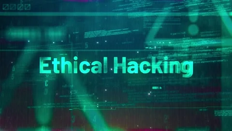 Ethical Hacking Word on High Technology Futuristic Background Stock Footage 343551307