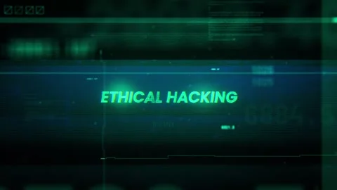 Ethical Hacking Word on Noise Glitch Error technology futuristic data backgr Stock Footage 343551352