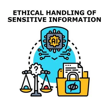 Ethical handling sensitive data with artificial intelligence and privacy Illustrazione stock