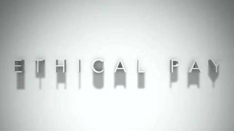 Ethical Pay 3D title animation with shadows on a white background Stock Footage 296593847
