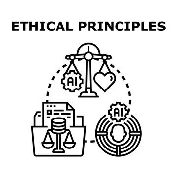 Ethical principles in artificial intelligence development concept 库存插图