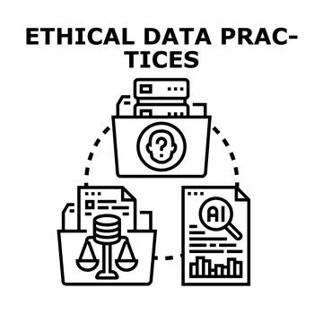 Ethical principles securing data privacy with responsible artificial intellig Stock Illustration