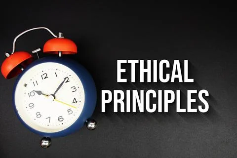 Ethical Principles text with alarm clock on black background Stock Photos