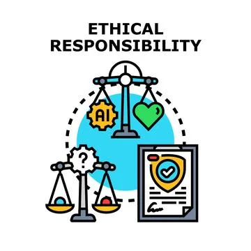 Ethical responsibility concepts balancing artificial intelligence with huma.. Stock Illustration