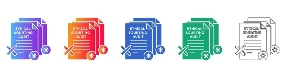 Ethical Sourcing Audit Document Icons Illustrazione stock