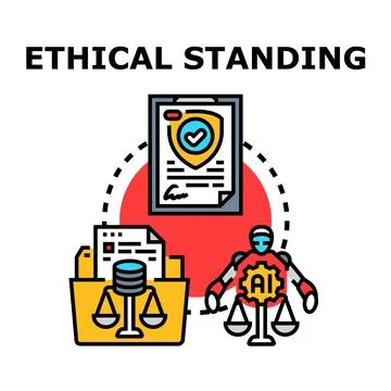 Ethical standing concept with artificial intelligence robot Stock Illustration