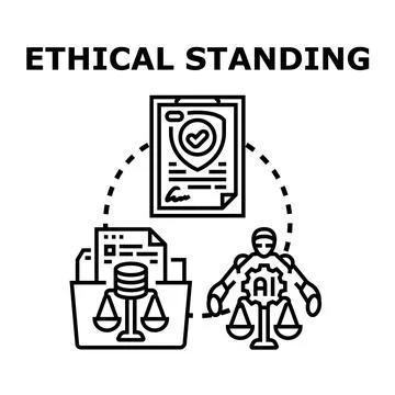 Ethical standing concept with artificial intelligence robot Stock Illustration