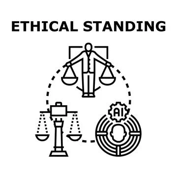 Ethical standing concept balancing human and artificial intelligence decision 스톡 일러스트