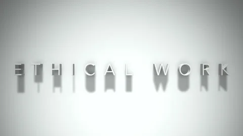 Ethical work 3D title animation with shadows on a white background Stock Footage 297818251