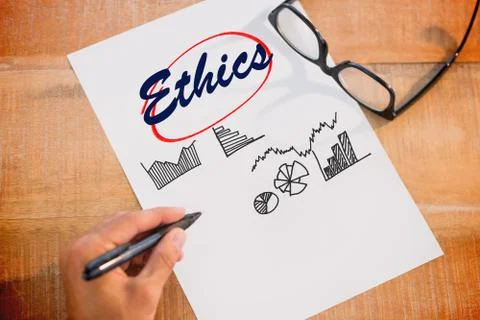 Ethics against business graphs Illustrazione stock