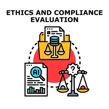 Ethics and compliance evaluation illustrating ai technology auditing Illustrazione stock