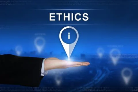Ethics button on blurred background Stock Photos