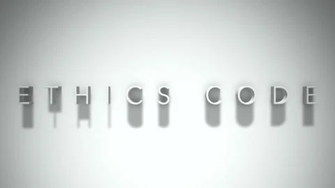 Ethics code 3D title animation with shadows on a white background Stock Footage 297456204