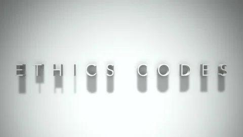 Ethics codes 3D title animation white text on a white background Stock Footage 299823679