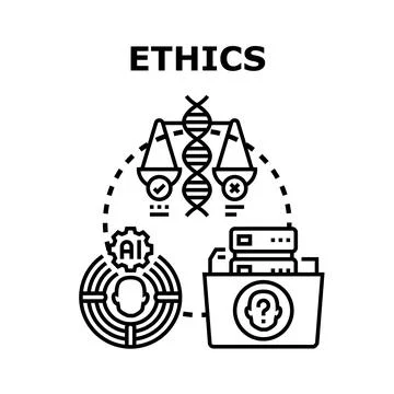 Ethics controlling ai decision making and data privacy Stockillustratie