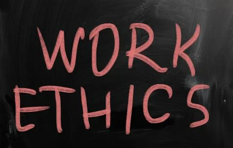 "ethics" handwritten with white chalk on a blackboard Stock Illustration