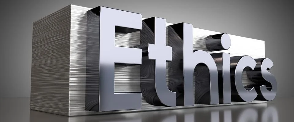 Ethics - metal typographical concept - 3D illustration Illustrazione stock