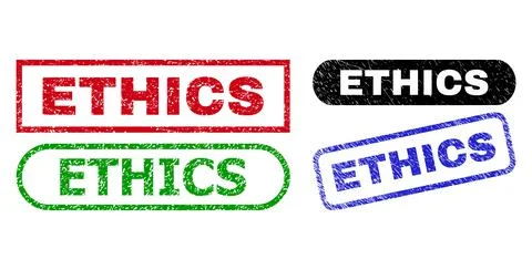 ETHICS Rectangle Stamp Seals Using Grunge Texture Illustrazione stock